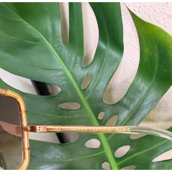 VTG Ted Lapidus Paris Sunglasses Oversized Square Gold Frame France Rare main image 4